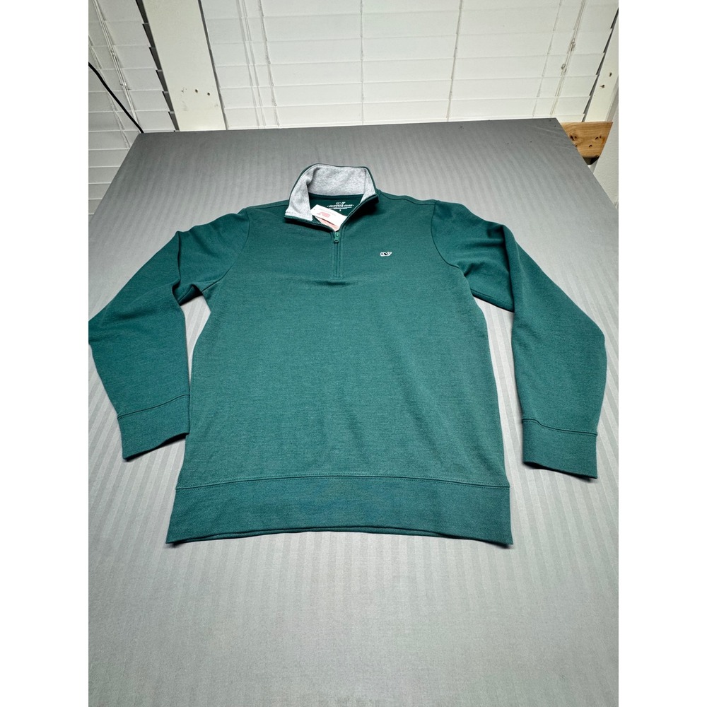 Vineyard Vines Mens Green Quarter Zip Pullover Sweater Size S New With Tags